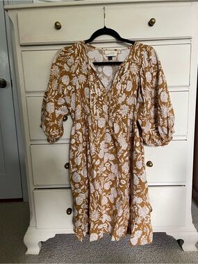 Universal Thread Mustard Yellow Floral Midi Dress